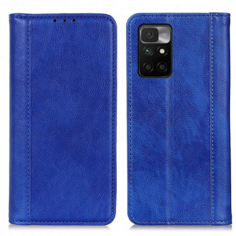 Flip Case Xiaomi Redmi 10 Handyhülle Elegance Spaltleder Litschi