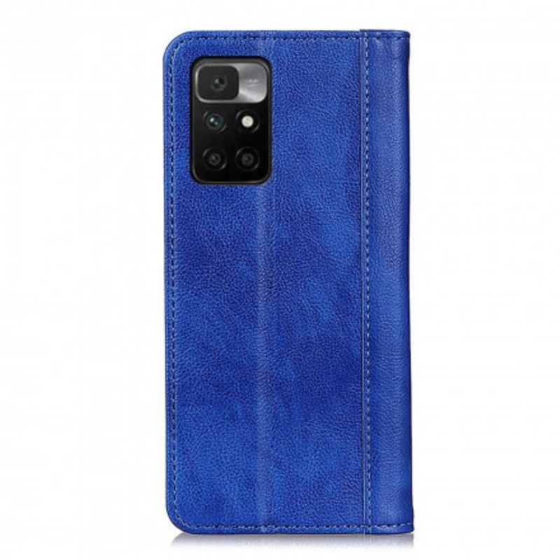 Flip Case Xiaomi Redmi 10 Handyhülle Elegance Spaltleder Litschi