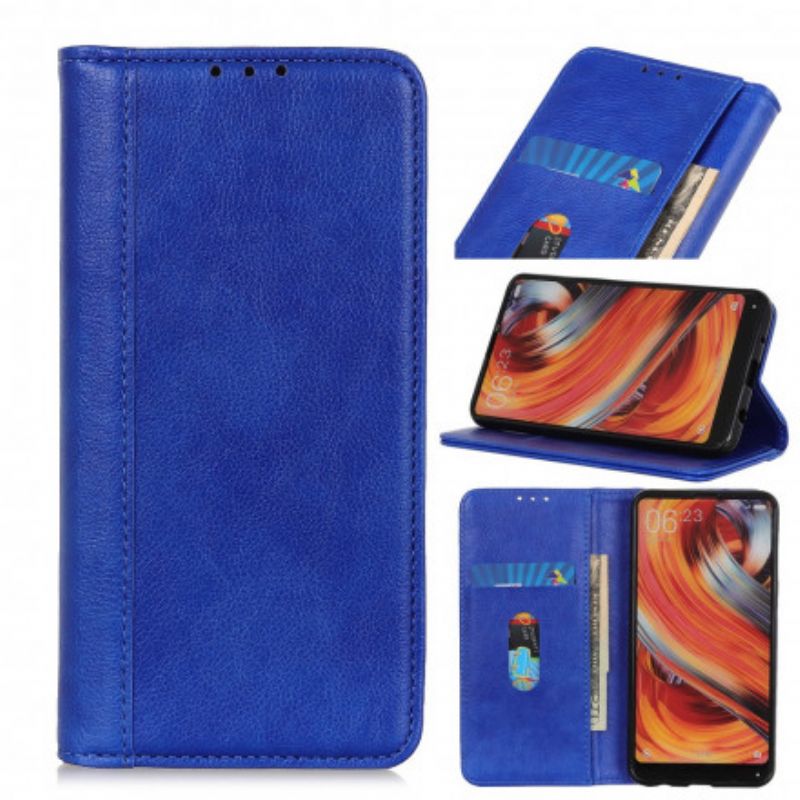 Flip Case Xiaomi Redmi 10 Handyhülle Elegance Spaltleder Litschi