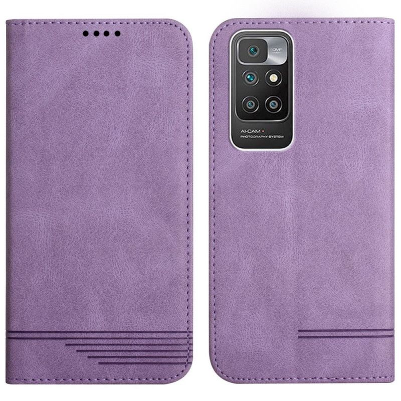 Flip Case Xiaomi Redmi 10 Linienmuster In Lederoptik