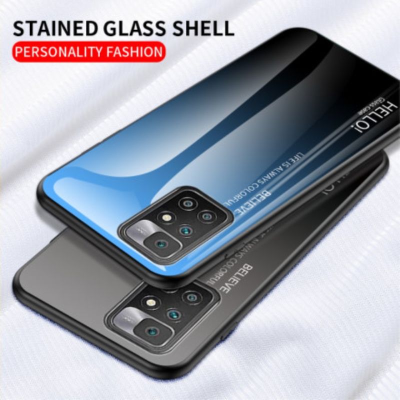 Hülle Xiaomi Redmi 10 Handyhülle Gehärtetes Glas Hallo
