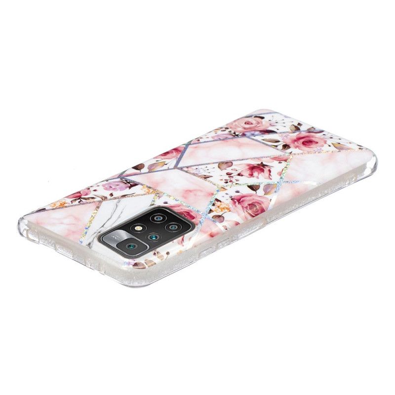 Hülle Xiaomi Redmi 10 Handyhülle Marmorierte Blumen