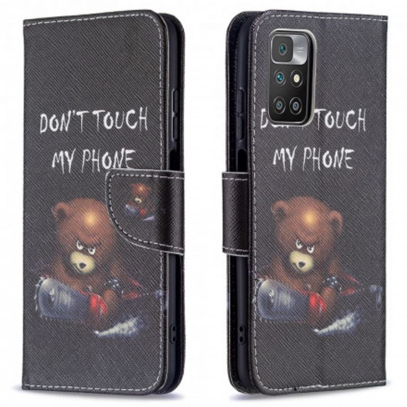 Lederhüllen Für Xiaomi Redmi 10 Gefährlicher Bär