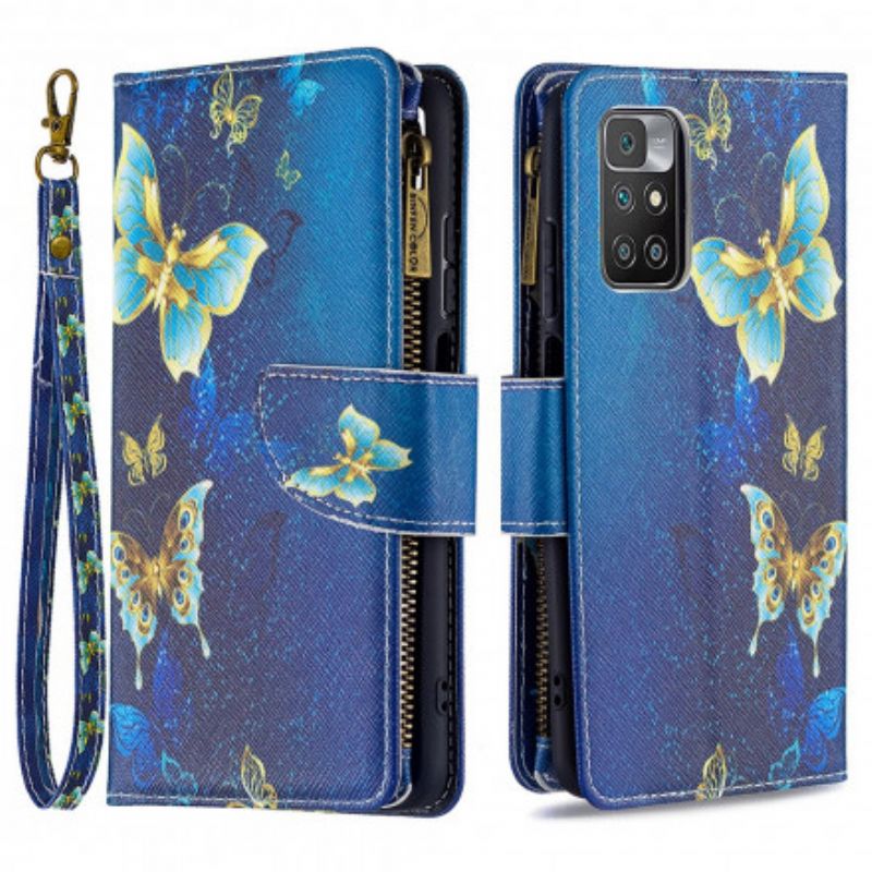 Lederhüllen Für Xiaomi Redmi 10 Schmetterlingstasche Mit Reißverschluss