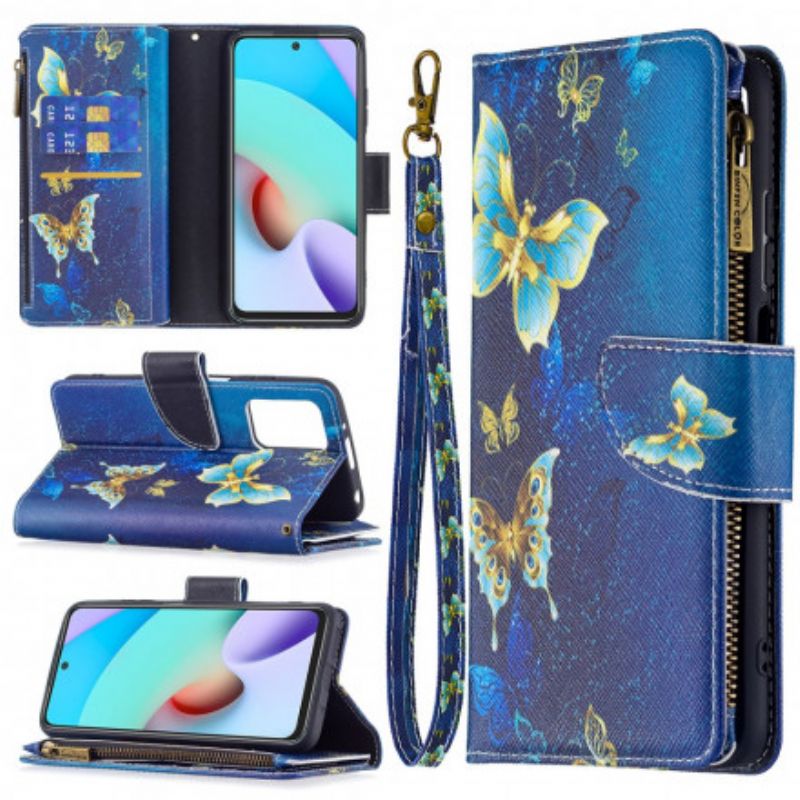 Lederhüllen Für Xiaomi Redmi 10 Schmetterlingstasche Mit Reißverschluss