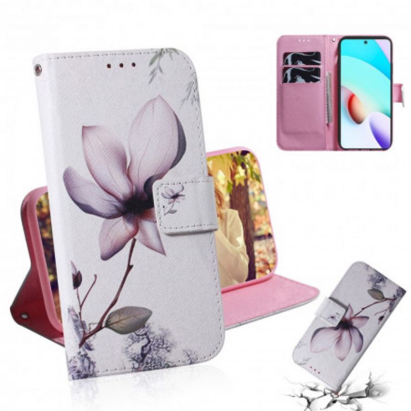 Lederhüllen Xiaomi Redmi 10 Alte Rosa Blume