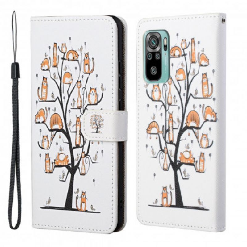 Lederhüllen Xiaomi Redmi 10 Funky Cats Riemchen