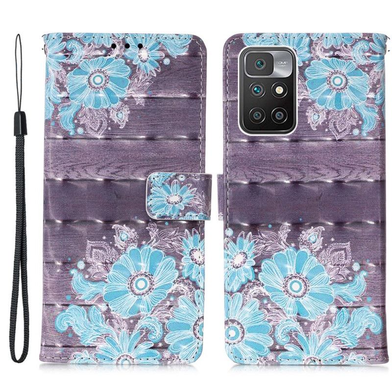 Lederhüllen Xiaomi Redmi 10 Handyhülle Blaue Blumen