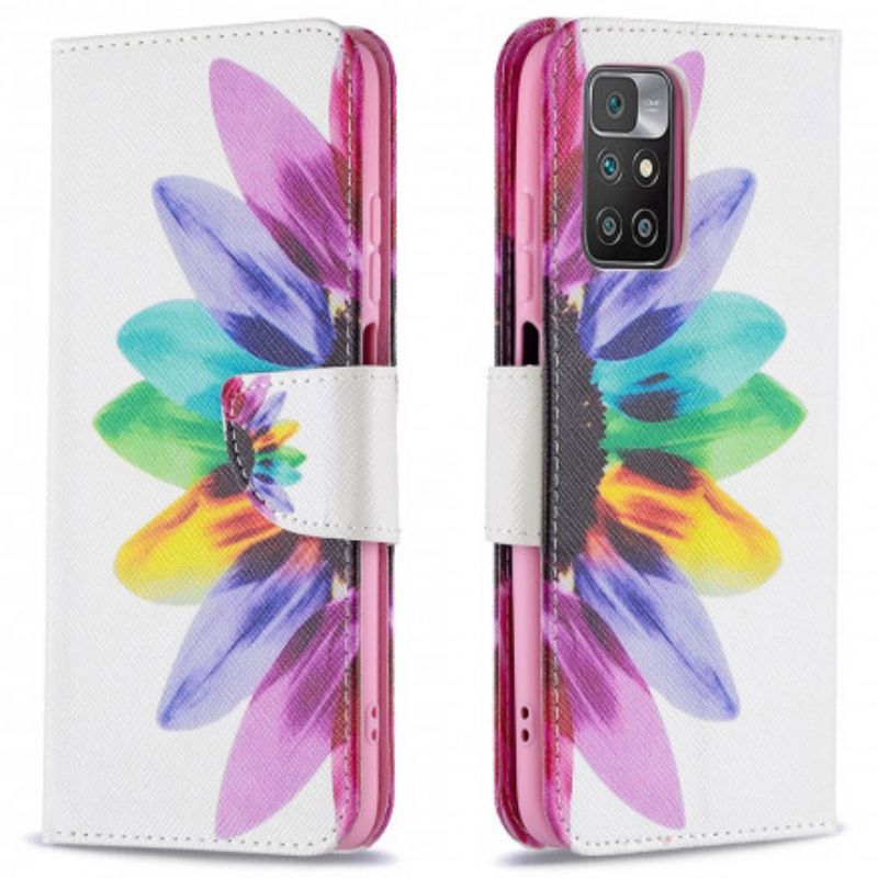 Lederhüllen Xiaomi Redmi 10 Handyhülle Blumenaquarell