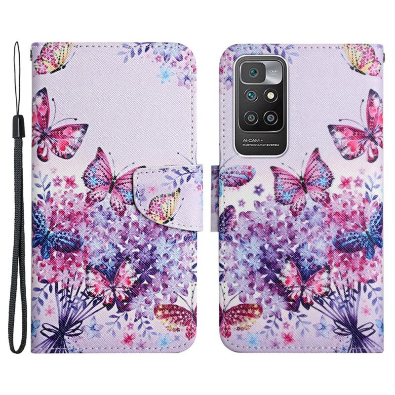 Lederhüllen Xiaomi Redmi 10 Handyhülle Blumenstrauß Und Schmetterlinge
