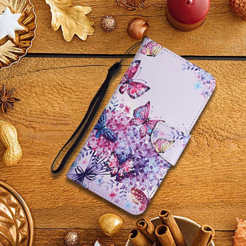 Lederhüllen Xiaomi Redmi 10 Handyhülle Blumenstrauß Und Schmetterlinge