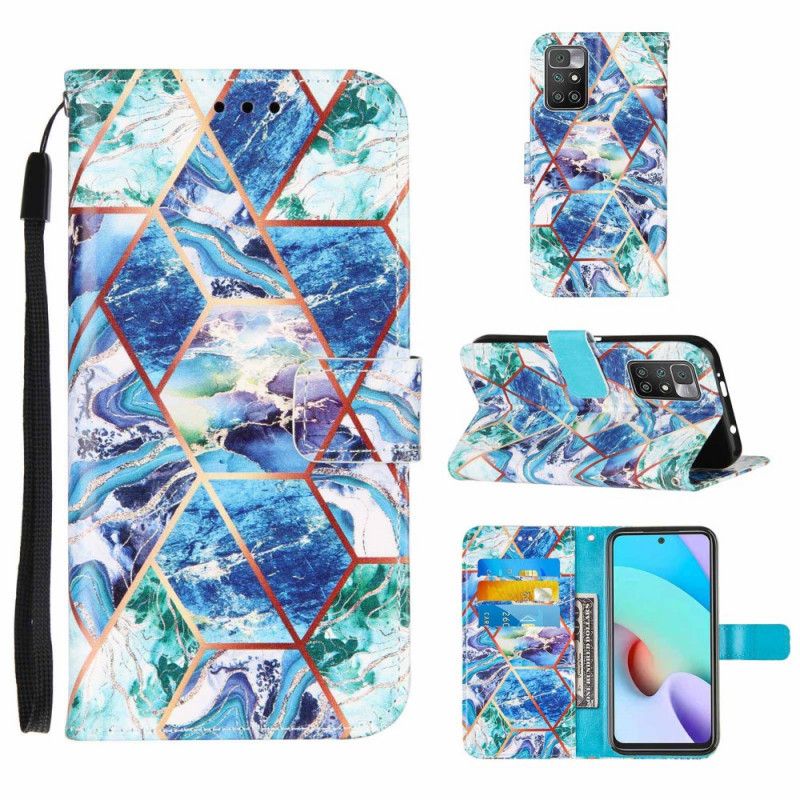 Lederhüllen Xiaomi Redmi 10 Handyhülle Geometrischer Marmor