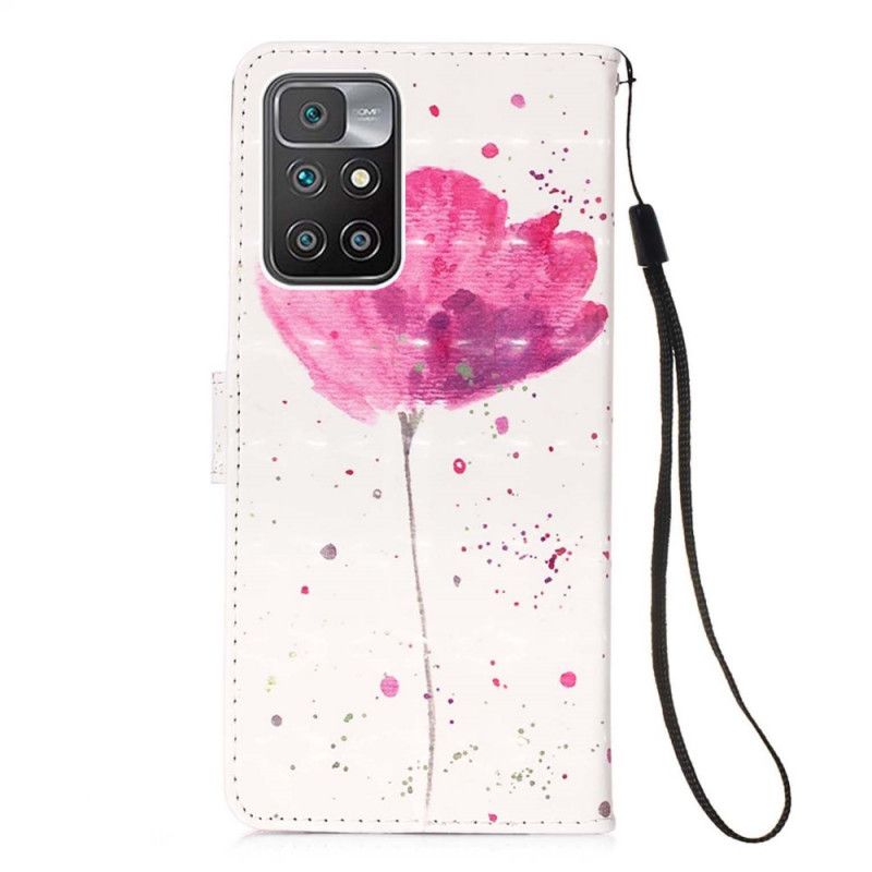 Lederhüllen Xiaomi Redmi 10 Handyhülle Mohn Aquarell