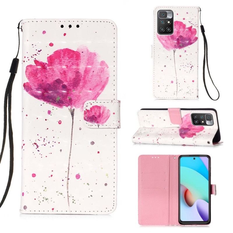 Lederhüllen Xiaomi Redmi 10 Handyhülle Mohn Aquarell