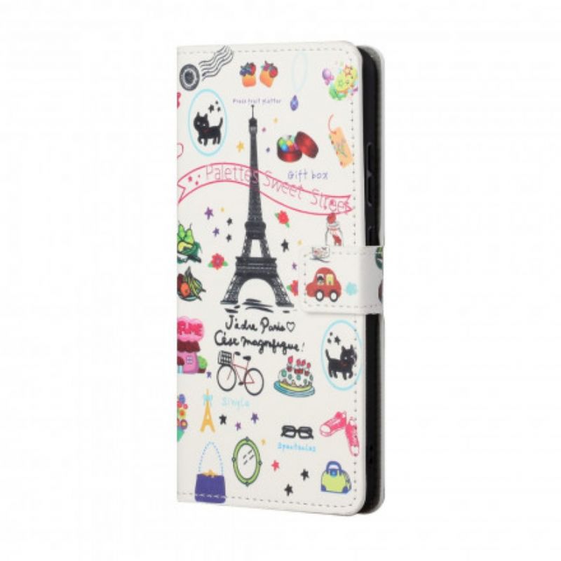 Lederhüllen Xiaomi Redmi 10 Ich Liebe Paris Riemchen