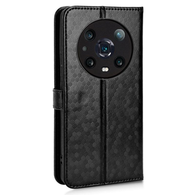 Flip Case Für Honor Magic 4 Pro Mit Kordel 3d-riemchendesign