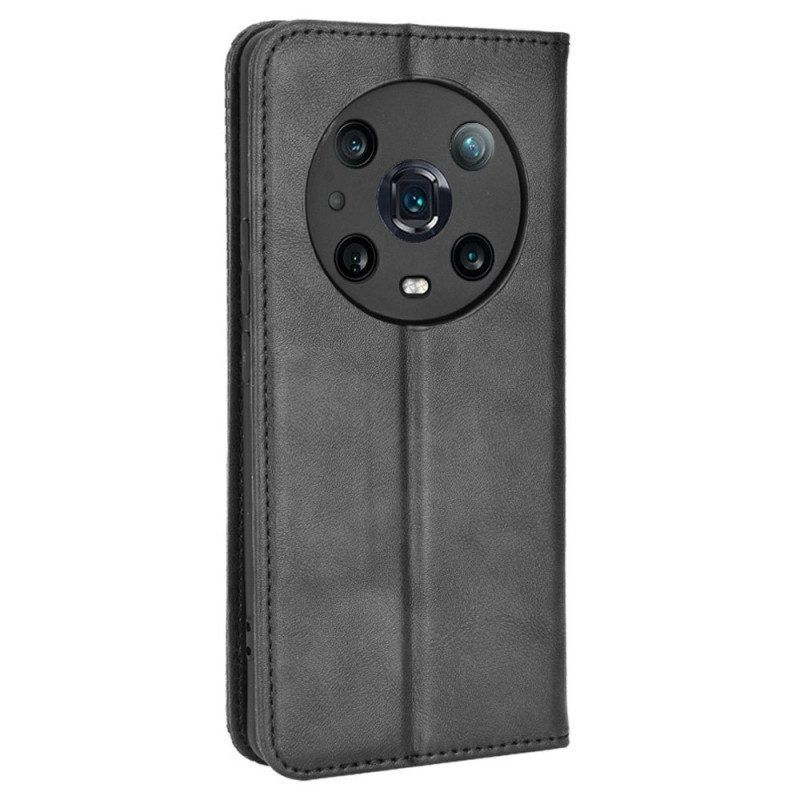 Schutzhülle Für Honor Magic 4 Pro Flip Case Stilisierter Lederstil