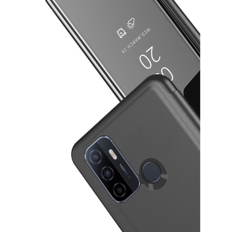 Ansicht Oppo A53s Schwarz Spiegel Und Kunstleder