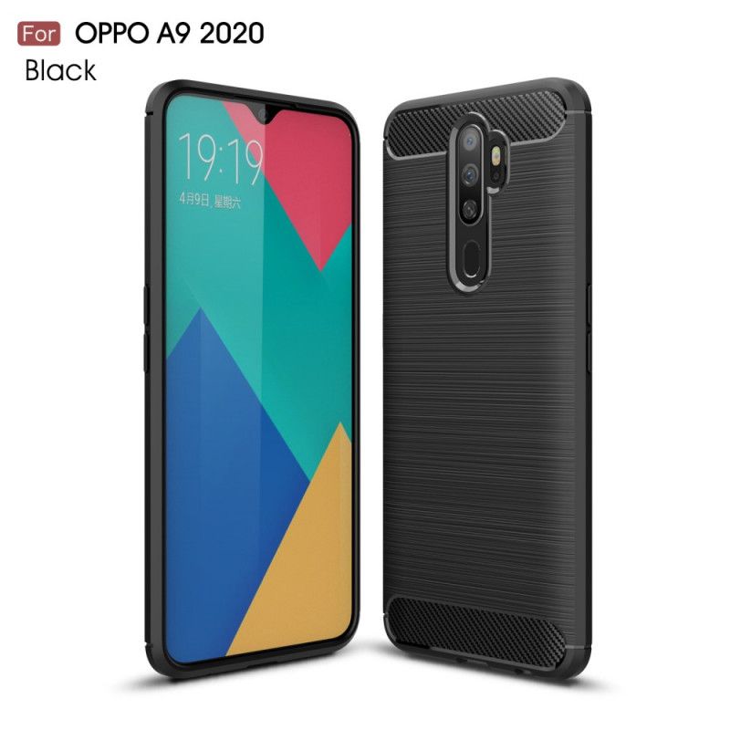 Hülle Oppo A5 2020 Schwarz Gebürstete Kohlefaser