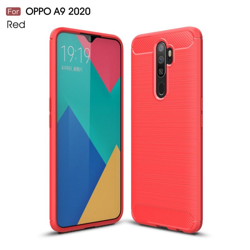 Hülle Oppo A5 2020 Schwarz Gebürstete Kohlefaser