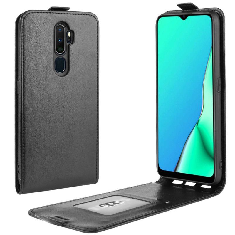 Lederhüllen Oppo A5 2020 Schwarz Faltbarer Ledereffekt