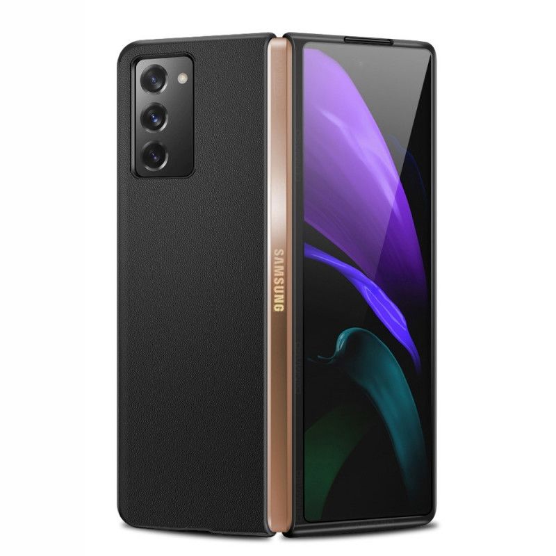 Hülle Für Samsung Galaxy Z Fold 2 Schwarz Echtes Leder