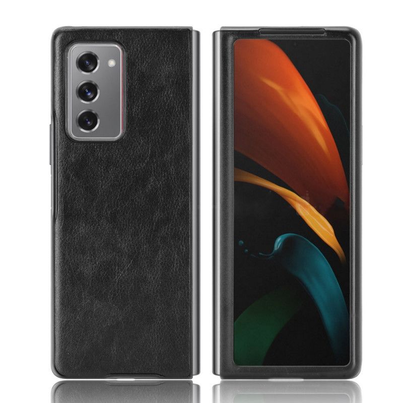 Hülle Samsung Galaxy Z Fold 2 Schwarz Litschi-Kunstleder