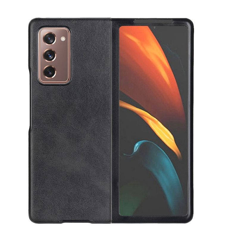 Hülle Samsung Galaxy Z Fold 2 Schwarz Premium-Kunstleder