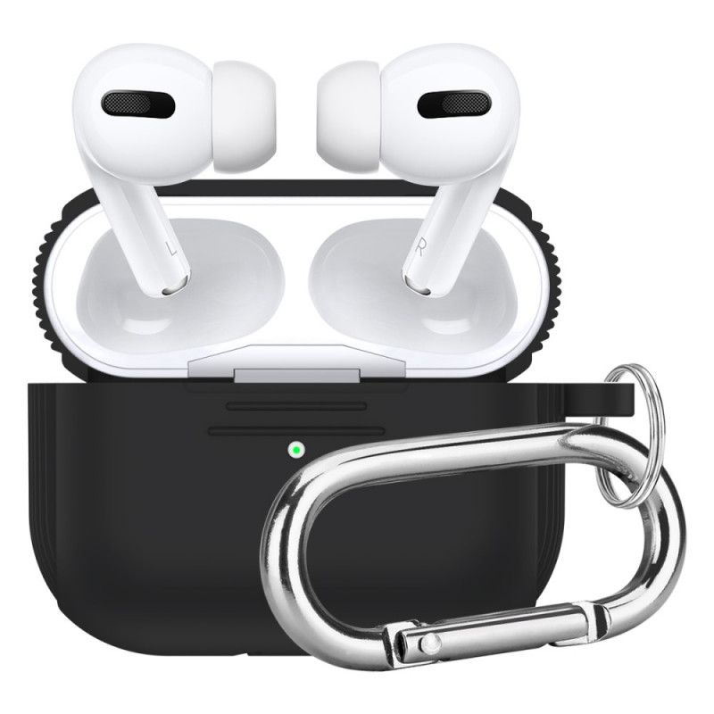 Hülle AirPods Pro Schwarz Klassisches Silikon Mit Karabiner