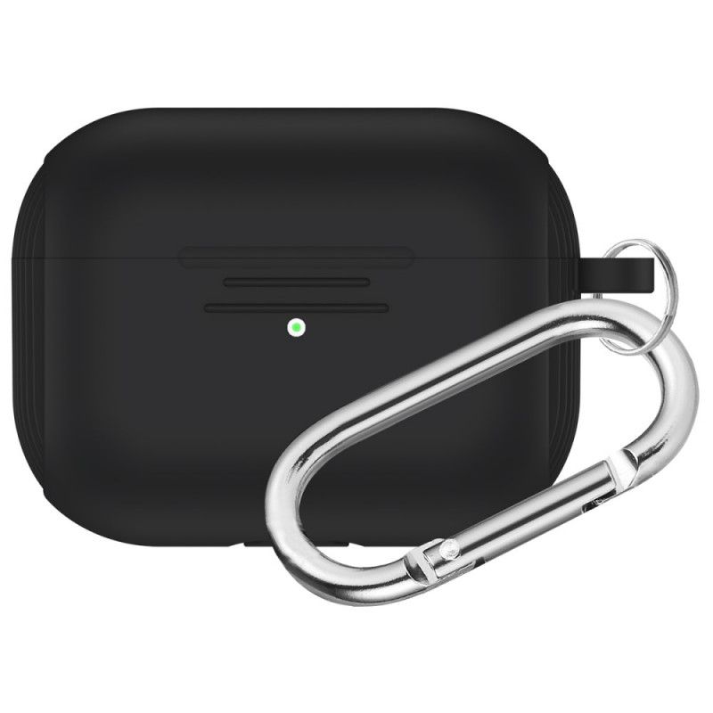 Hülle AirPods Pro Schwarz Klassisches Silikon Mit Karabiner