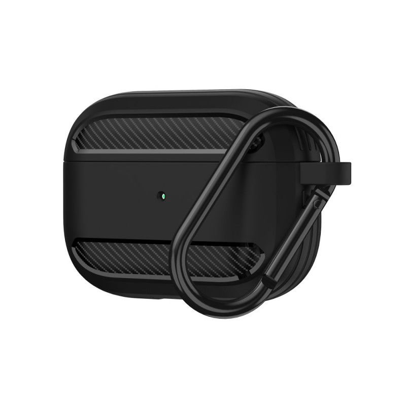 Hülle AirPods Pro Schwarz Kohlefaser Mit Karabiner