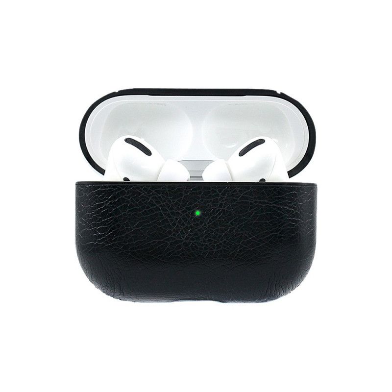 Hülle AirPods Pro Schwarz Kunstleder Mit Prinzhutschnur