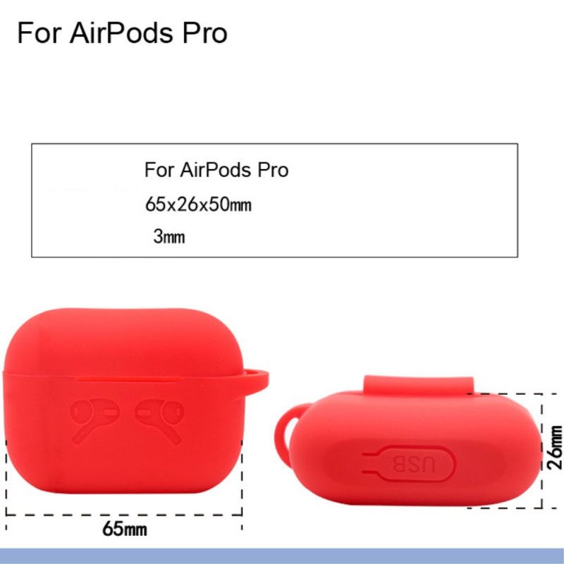 Hülle AirPods Pro Schwarz Reines Silikon Mit Karabiner