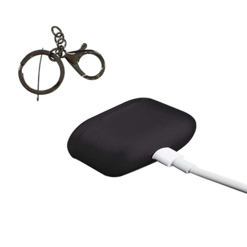 Hülle AirPods Pro Schwarz Silikon Mit Schlüsselring Und Karabinerhaken