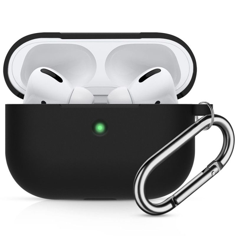 Hülle AirPods Pro Schwarz Stoßfestes Silikon Mit Karabiner