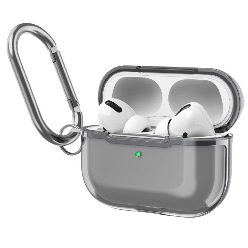 Hülle Für AirPods Pro Grau Metallic-Design Mit Karabiner