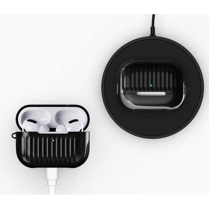 Hülle Für AirPods Pro Schwarz Glänzendes Hybrid-Design