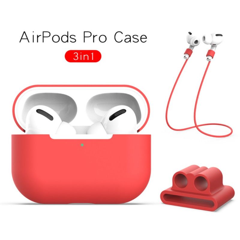 Hülle Für AirPods Pro Schwarz Silikon Mit Kopfhörerkabel