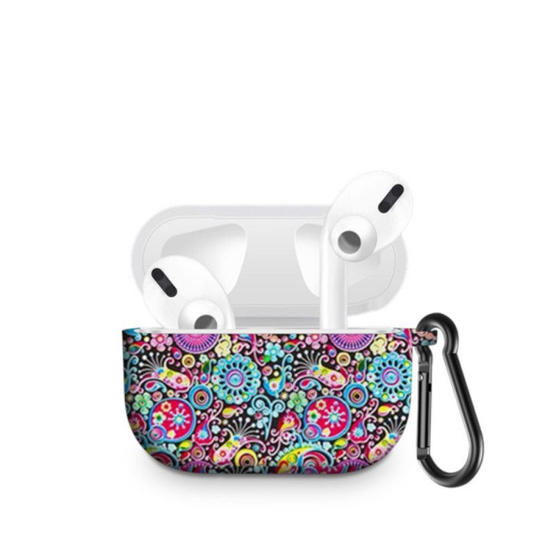 Hülle Für AirPods Pro Silikon-Paisley Mit Karabinerhaken