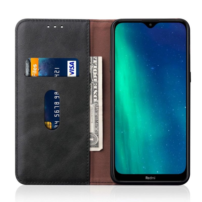 Flip Case Für Xiaomi Redmi 8 Schwarz Genähter Ledereffekt