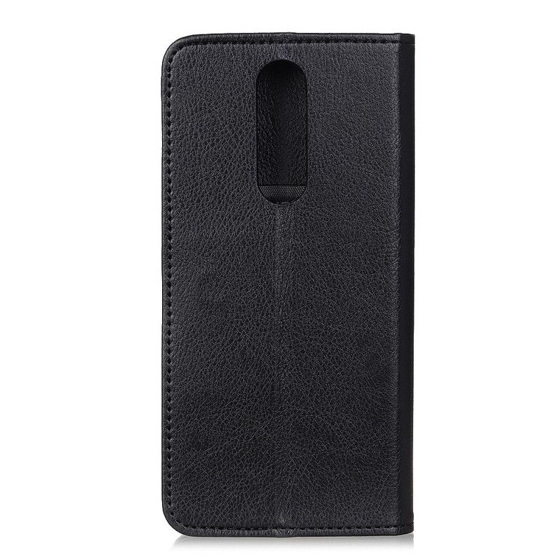 Flip Case Xiaomi Redmi 8 Schwarz Litschi-Spaltleder