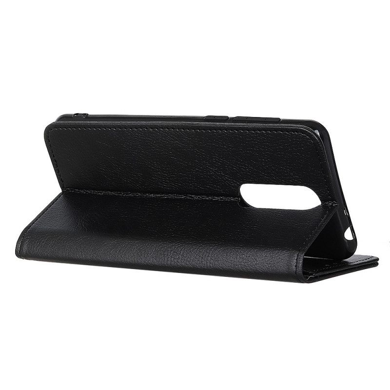 Flip Case Xiaomi Redmi 8 Schwarz Litschi-Spaltleder