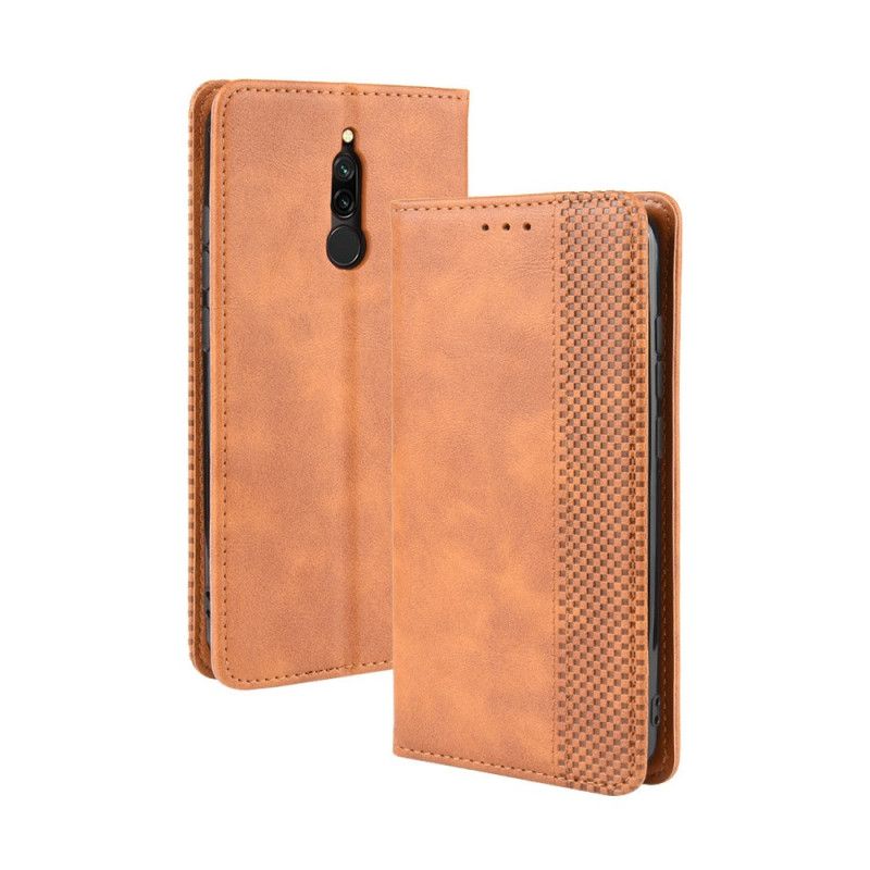 Flip Case Xiaomi Redmi 8 Schwarz Stilisierter Vintage-Ledereffekt