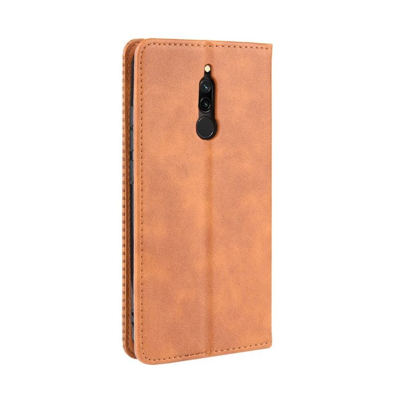 Flip Case Xiaomi Redmi 8 Schwarz Stilisierter Vintage-Ledereffekt