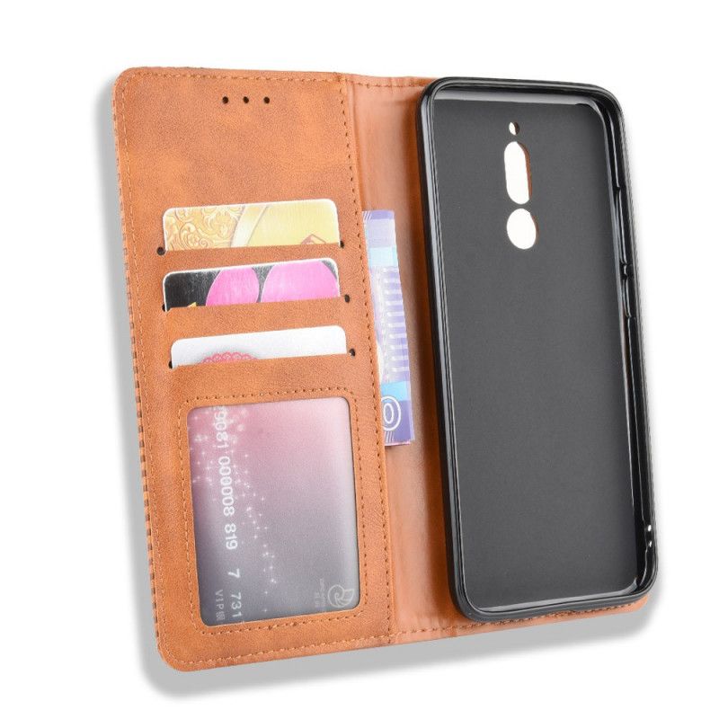 Flip Case Xiaomi Redmi 8 Schwarz Stilisierter Vintage-Ledereffekt