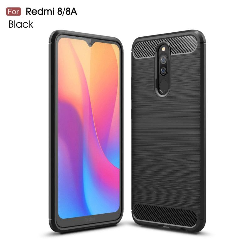 Hülle Für Xiaomi Redmi 8 Schwarz Gebürstete Kohlefaser