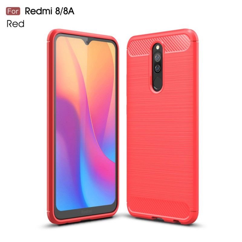 Hülle Für Xiaomi Redmi 8 Schwarz Gebürstete Kohlefaser