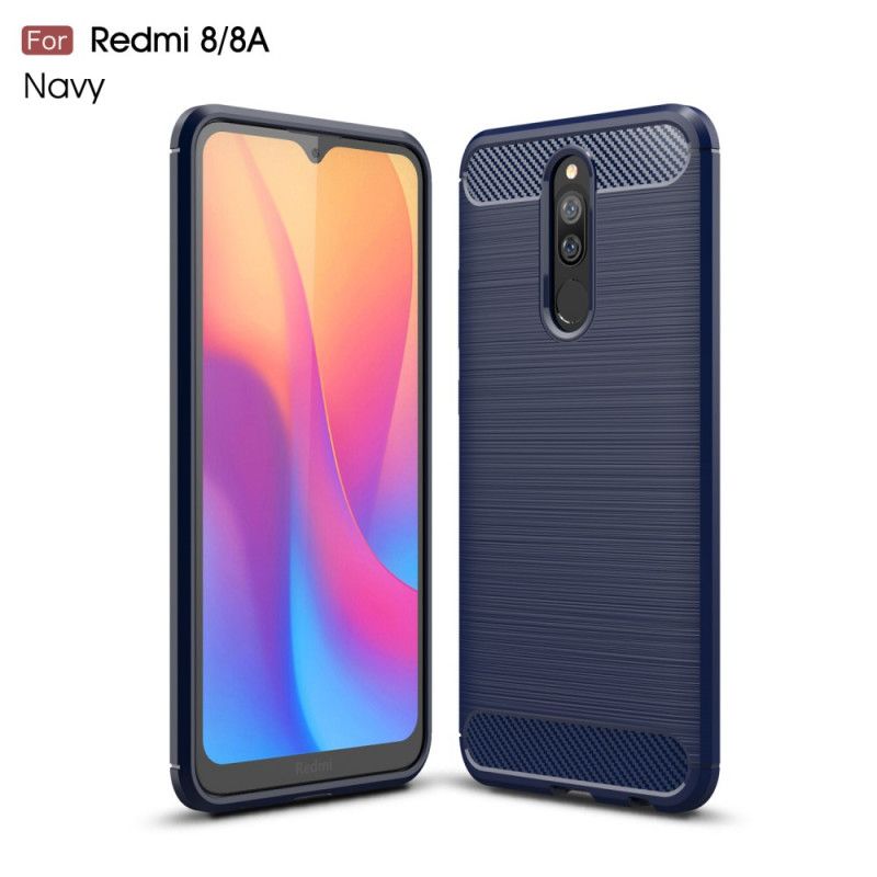 Hülle Für Xiaomi Redmi 8 Schwarz Gebürstete Kohlefaser