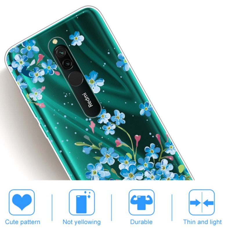 Hülle Xiaomi Redmi 8 Handyhülle Strauß Blauer Blumen