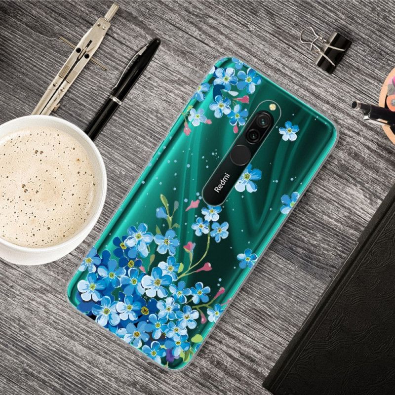 Hülle Xiaomi Redmi 8 Handyhülle Strauß Blauer Blumen